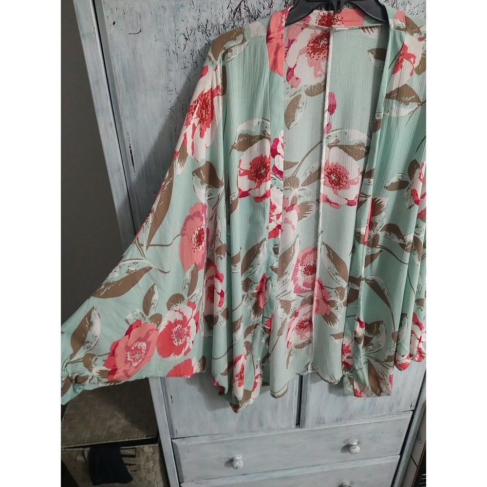 Cy Fashion Floral Wide Sleeve Open Cardigan Osfm Boho Feminine Beachy